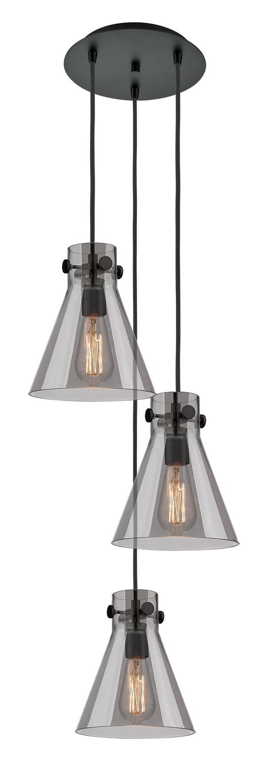 Innovations 113-410-1PS-BK-G411-8SM Three Light Pendant, Matte Black