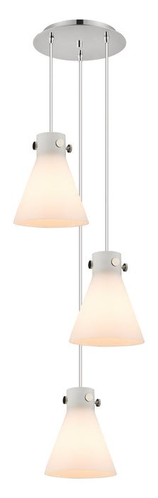 Innovations 113-410-1PS-PN-G411-8WH Three Light Pendant, Polished Nickel