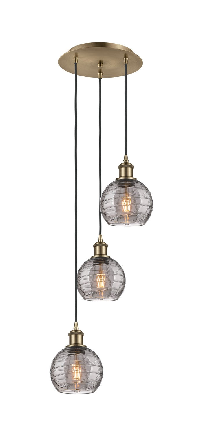 Innovations 113B-3P-AB-G1213-6SM Three Light Pendant, Antique Brass