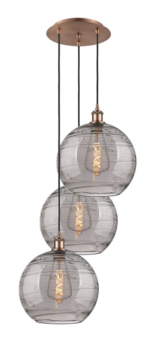 Innovations 113B-3P-AC-G1213-12SM Three Light Pendant, Antique Copper