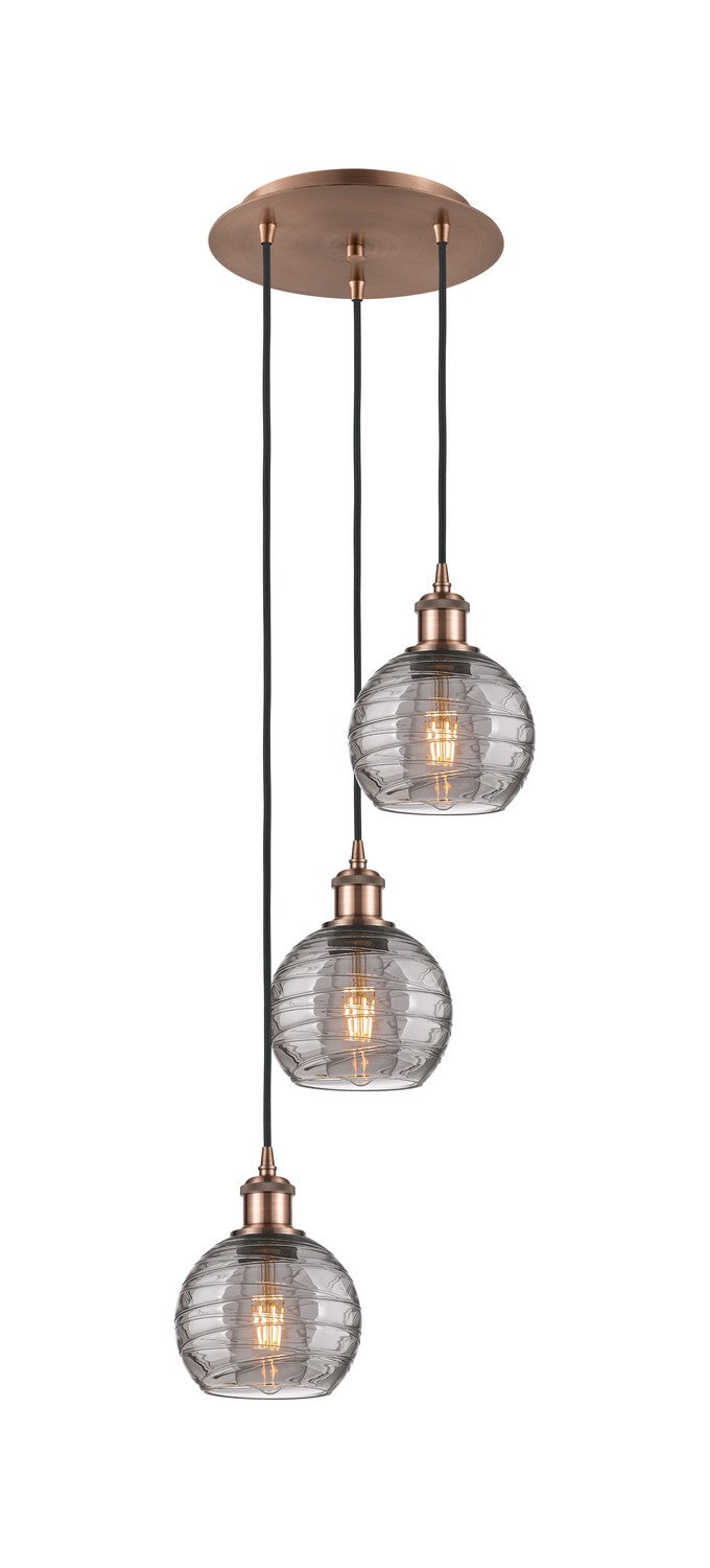 Innovations 113B-3P-AC-G1213-6SM Three Light Pendant, Antique Copper