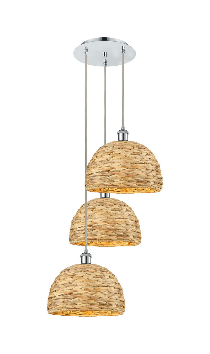 Innovations 113B-3P-PC-RBD-12-NAT Three Light Pendant, Polished Chrome
