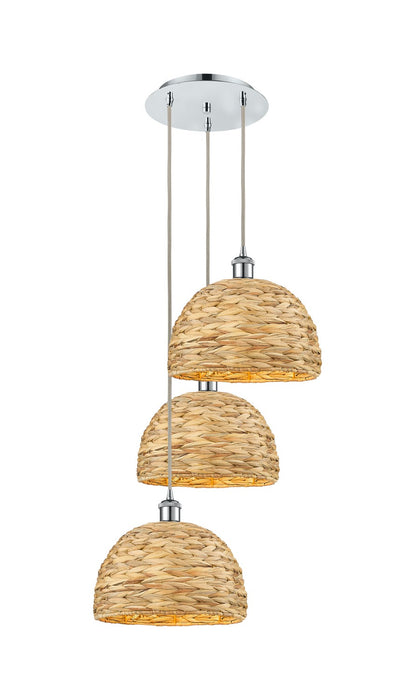 Innovations 113B-3P-PC-RBD-12-NAT Three Light Pendant, Polished Chrome