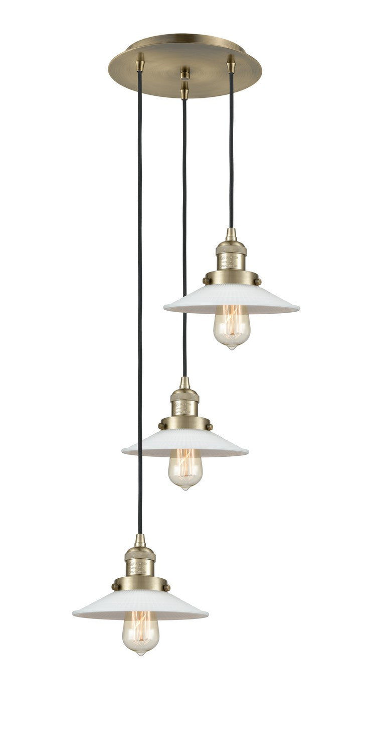 Innovations 113F-3P-AB-G1 Three Light Pendant, Antique Brass