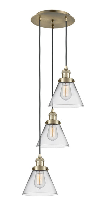 Innovations 113F-3P-AB-G42 Three Light Pendant, Antique Brass