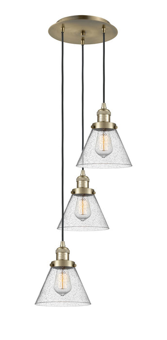 Innovations 113F-3P-AB-G44 Three Light Pendant, Antique Brass