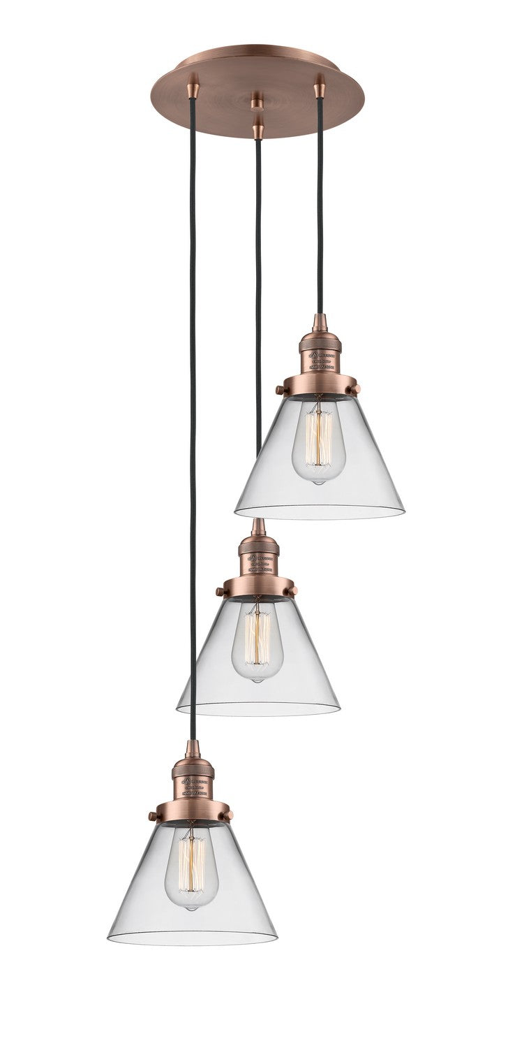 Innovations 113F-3P-AC-G42 Three Light Pendant, Antique Copper