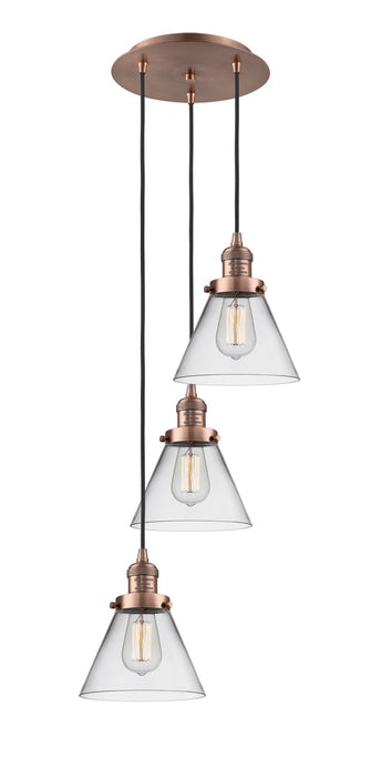 Innovations 113F-3P-AC-G42 Three Light Pendant, Antique Copper