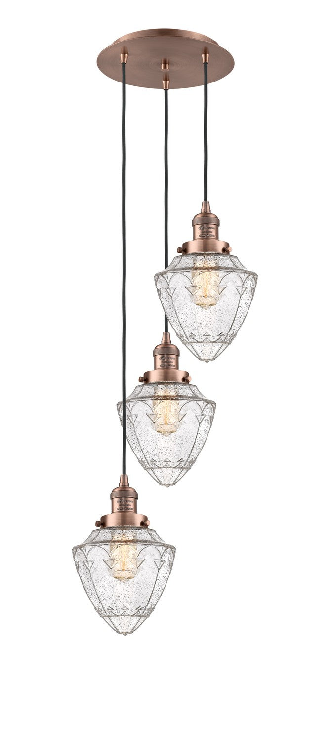 Innovations 113F-3P-AC-G664-7 Three Light Pendant, Antique Copper