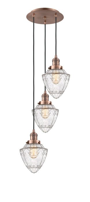 Innovations 113F-3P-AC-G664-7 Three Light Pendant, Antique Copper