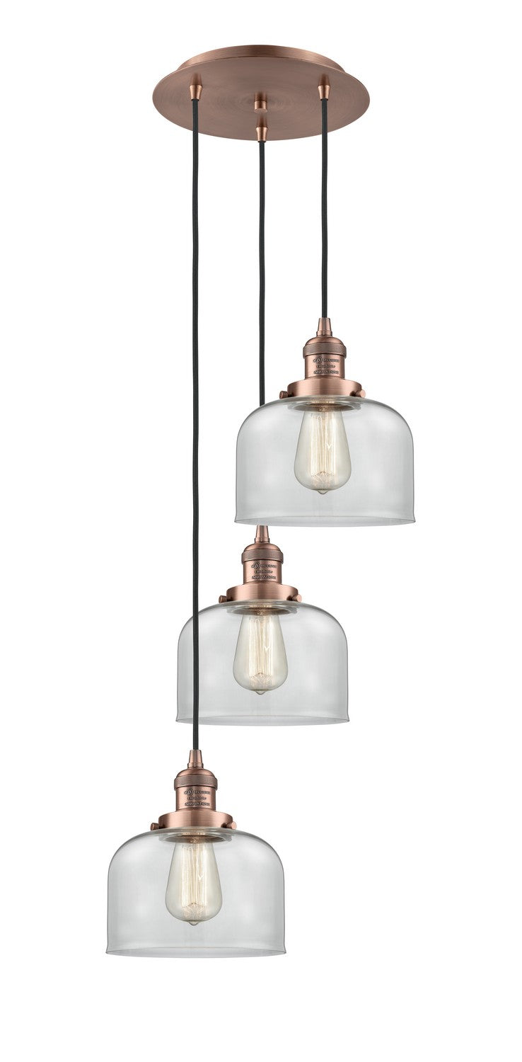 Innovations 113F-3P-AC-G72 Three Light Pendant, Antique Copper