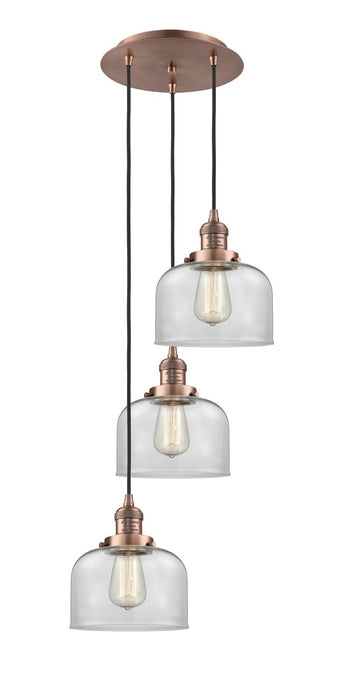 Innovations 113F-3P-AC-G72 Three Light Pendant, Antique Copper