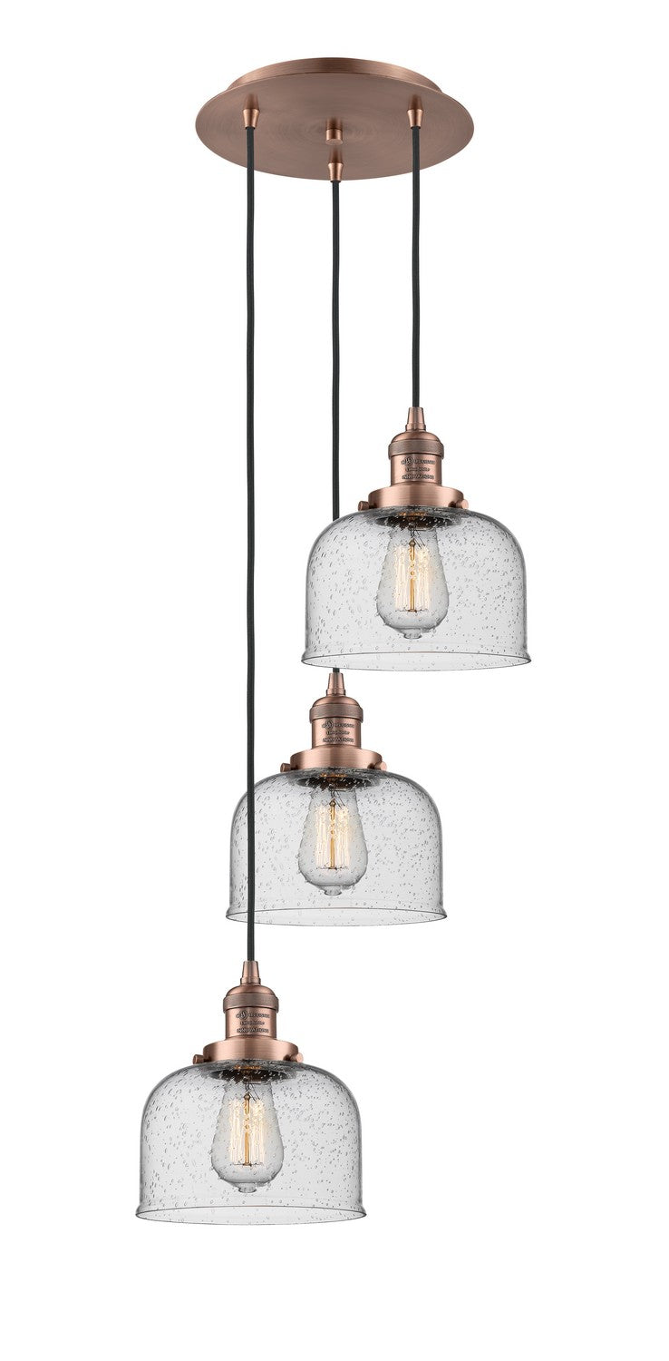 Innovations 113F-3P-AC-G74 Three Light Pendant, Antique Copper
