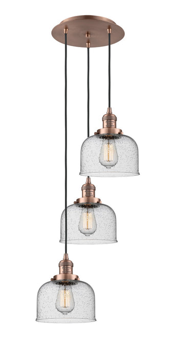 Innovations 113F-3P-AC-G74 Three Light Pendant, Antique Copper