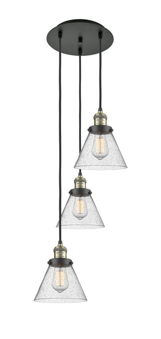Innovations 113F-3P-BAB-G44 Three Light Pendant, Black Antique Brass