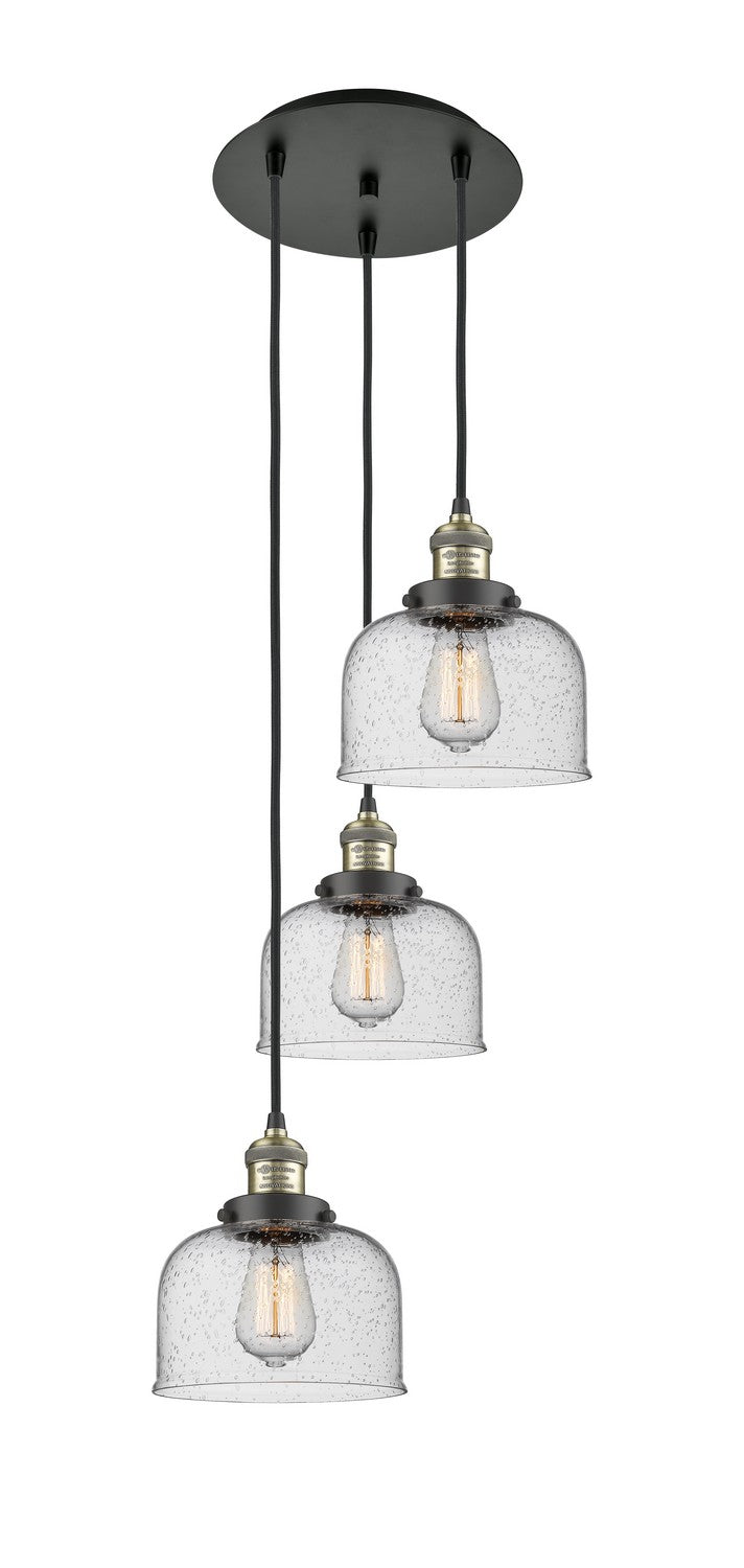 Innovations 113F-3P-BAB-G74 Three Light Pendant, Black Antique Brass