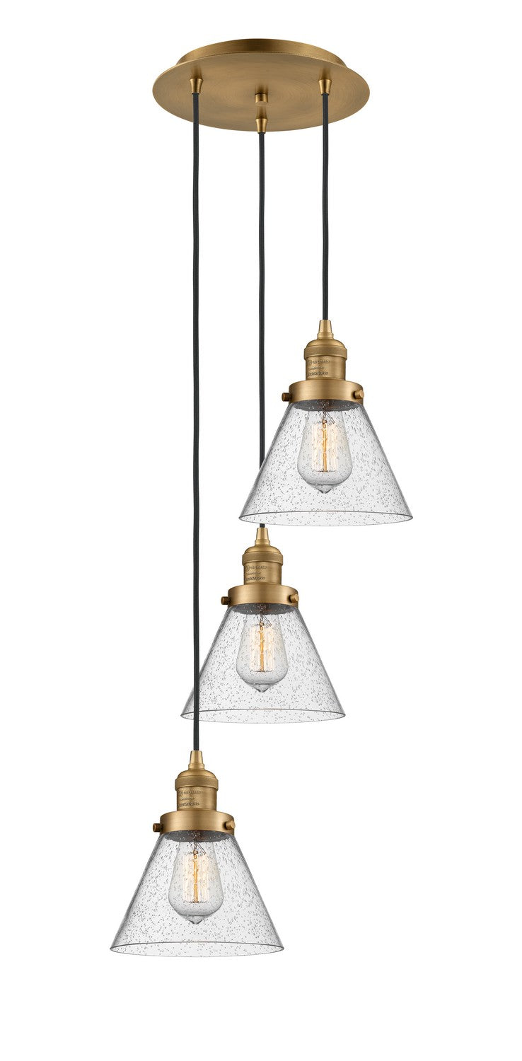 Innovations 113F-3P-BB-G44 Three Light Pendant, Brushed Brass