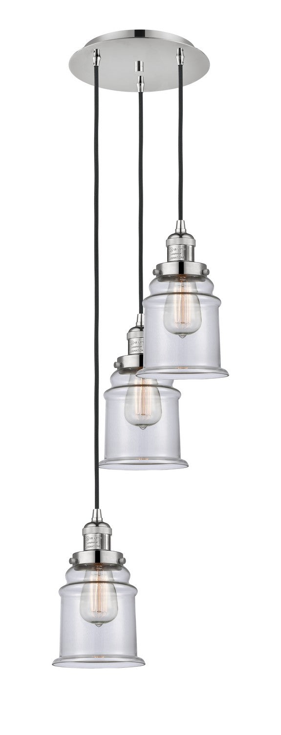 Innovations 113F-3P-PN-G182 Three Light Pendant, Polished Nickel