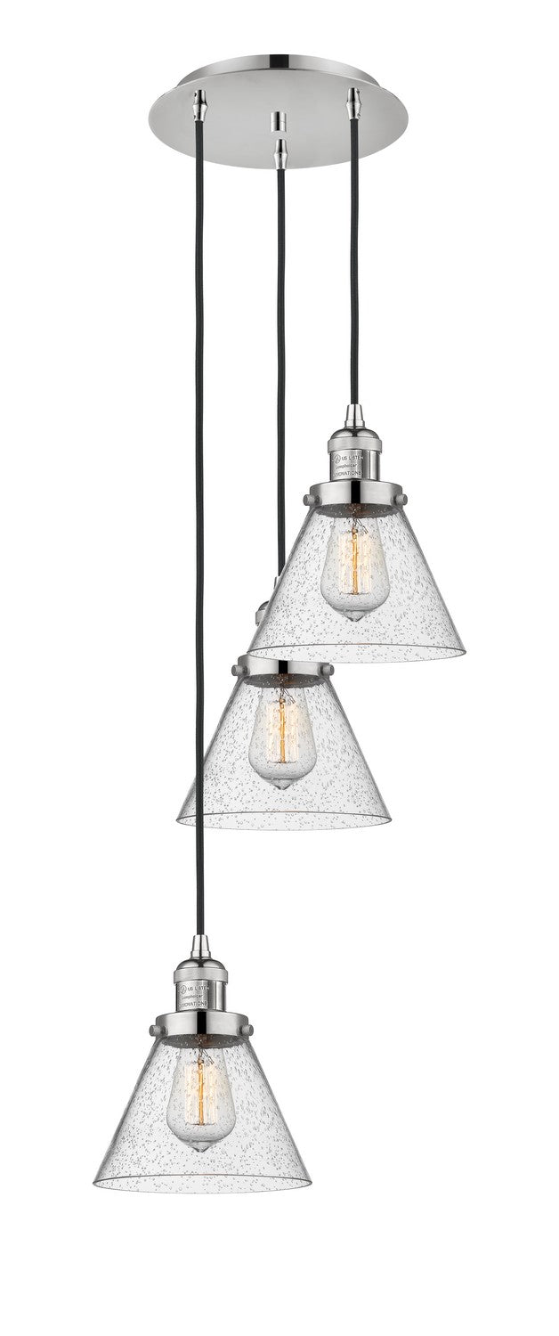Innovations 113F-3P-PN-G44 Three Light Pendant, Polished Nickel