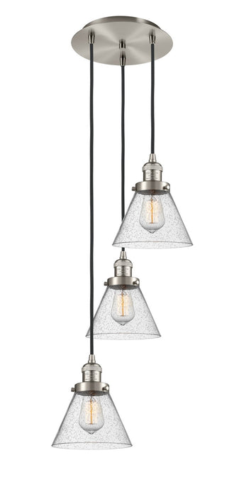 Innovations 113F-3P-SN-G44 Three Light Pendant, Brushed Satin Nickel