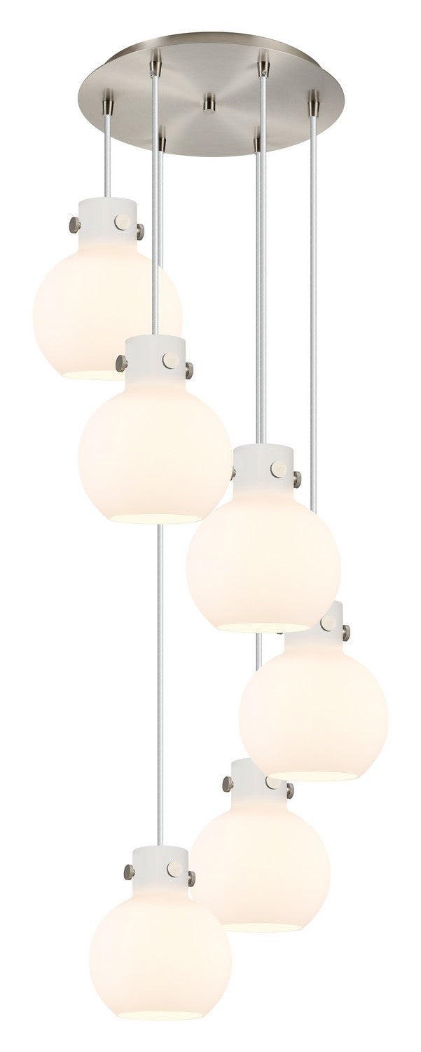 Innovations 116-410-1PS-SN-G410-8WH Four Light Pendant, Brushed Satin Nickel