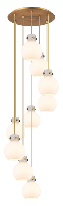 Innovations 119-410-1PS-BB-G410-8WH Six Light Pendant, Brushed Brass