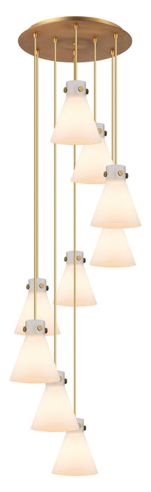 Innovations 119-410-1PS-BB-G411-8WH Eight Light Pendant, Brushed Brass