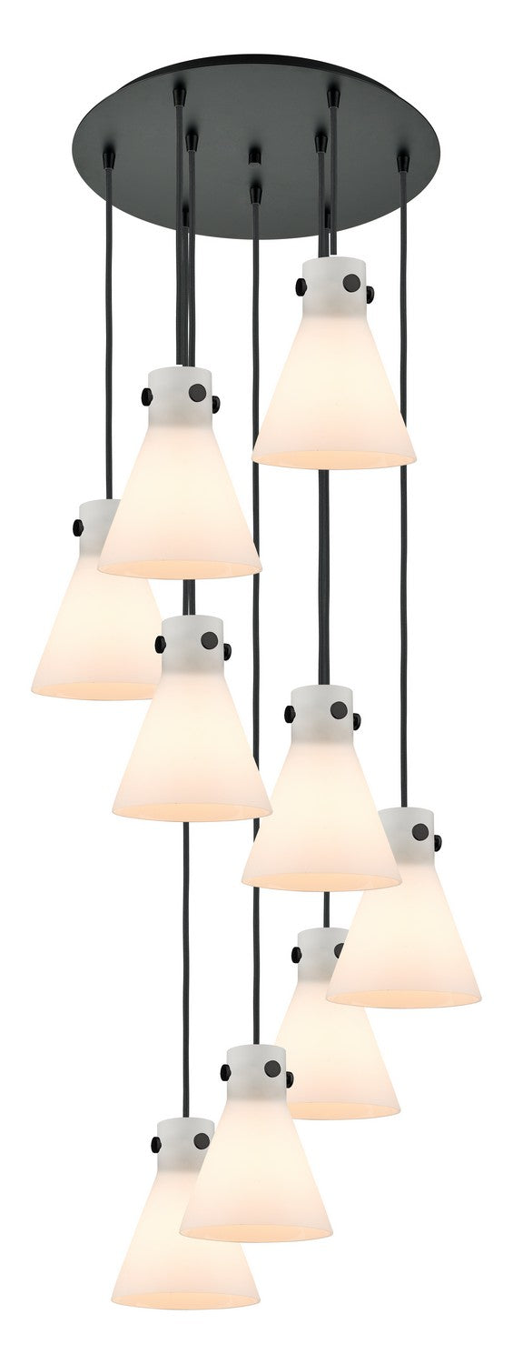 Innovations 119-410-1PS-BK-G411-8WH Nine Light Pendant, Matte Black