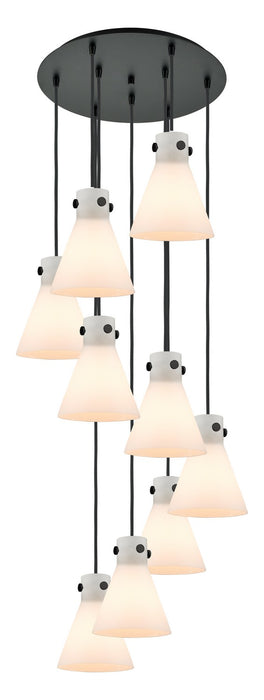 Innovations 119-410-1PS-BK-G411-8WH Nine Light Pendant, Matte Black