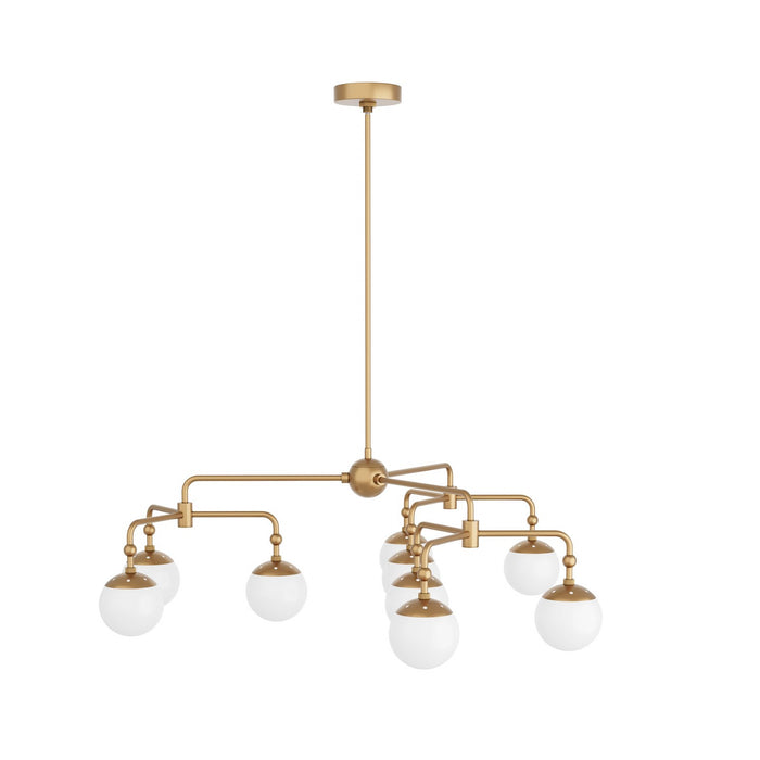 Arteriors DLC03 Nine Light Chandelier, Antique Brass