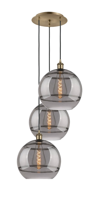 Innovations 113B-3P-AB-G556-12SM Three Light Pendant, Antique Brass