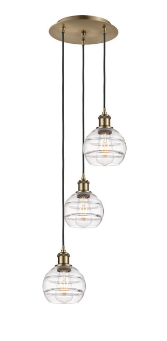 Innovations 113B-3P-AB-G556-6CL Three Light Pendant, Antique Brass