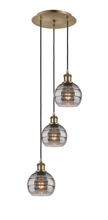 Innovations 113B-3P-AB-G556-6SM Three Light Pendant, Antique Brass