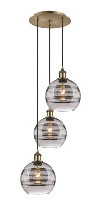 Innovations 113B-3P-AB-G556-8SM Three Light Pendant, Antique Brass