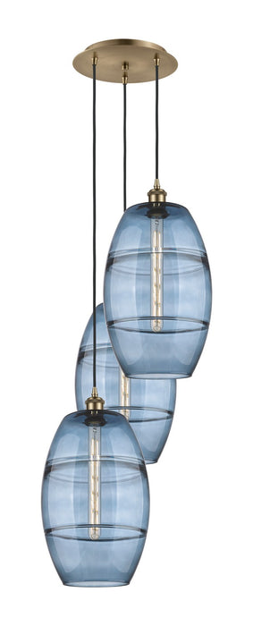 Innovations 113B-3P-AB-G557-10BL Three Light Pendant, Antique Brass