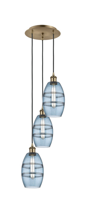 Innovations 113B-3P-AB-G557-6BL Three Light Pendant, Antique Brass