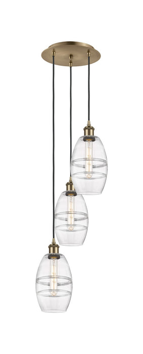 Innovations 113B-3P-AB-G557-6CL Three Light Pendant, Antique Brass