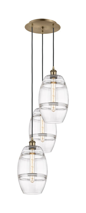 Innovations 113B-3P-AB-G557-8CL Three Light Pendant, Antique Brass