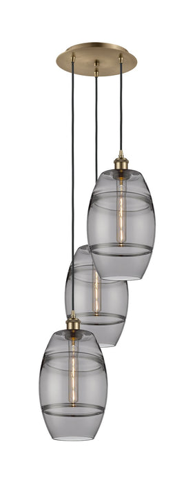 Innovations 113B-3P-AB-G557-8SM Three Light Pendant, Antique Brass