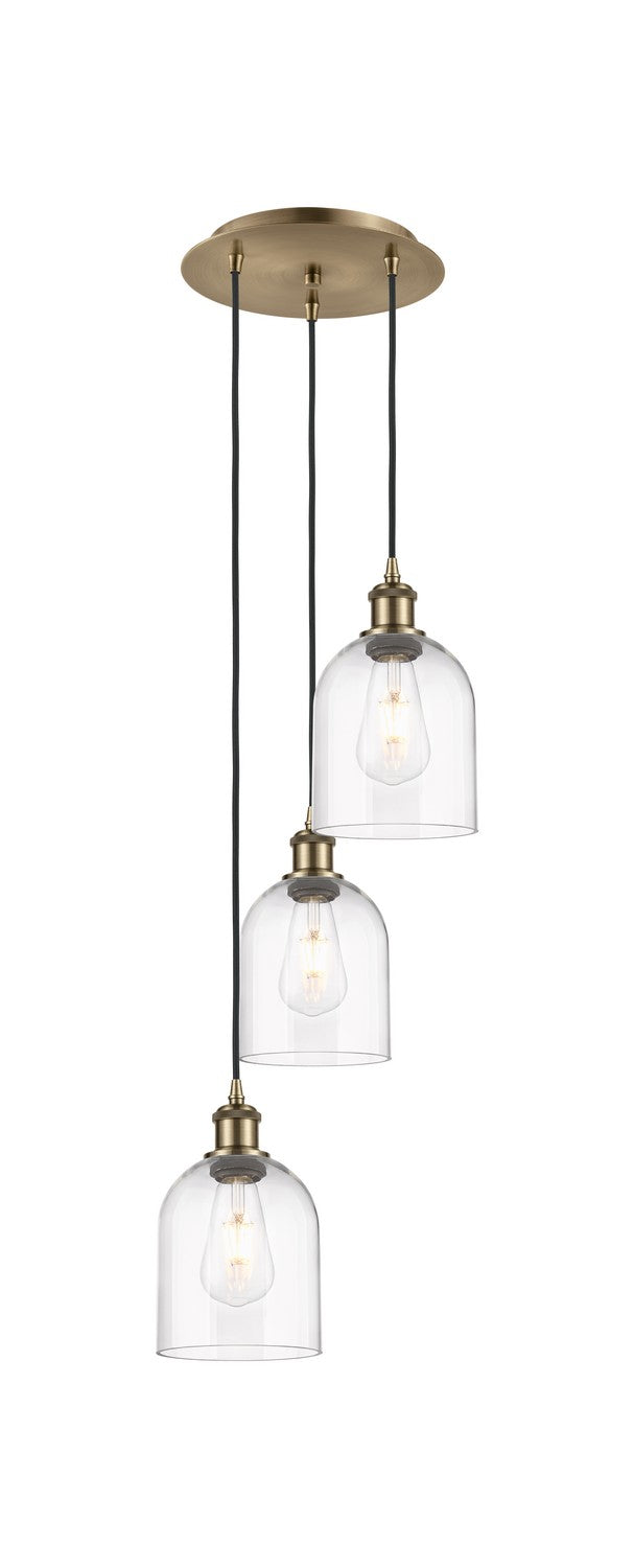 Innovations 113B-3P-AB-G558-6CL Three Light Pendant, Antique Brass
