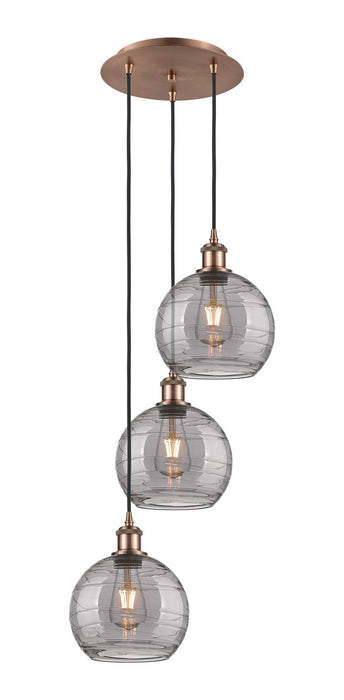 Innovations 113B-3P-AC-G1213-8SM Three Light Pendant, Antique Copper
