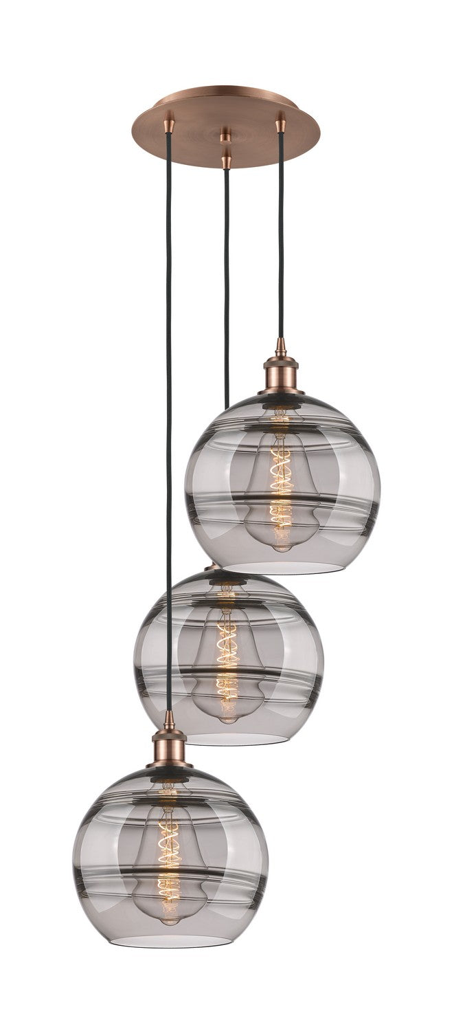 Innovations 113B-3P-AC-G556-10SM Three Light Pendant, Antique Copper