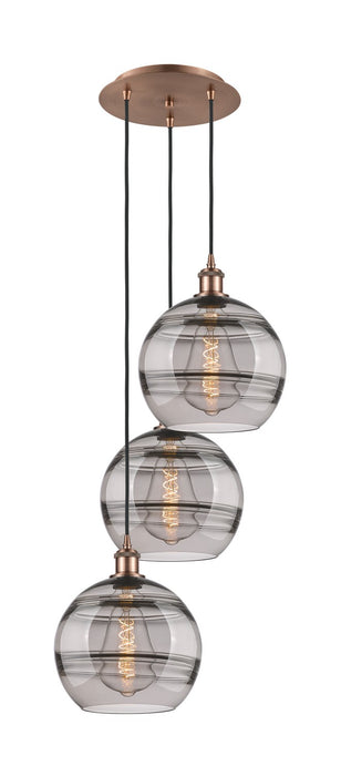 Innovations 113B-3P-AC-G556-10SM Three Light Pendant, Antique Copper