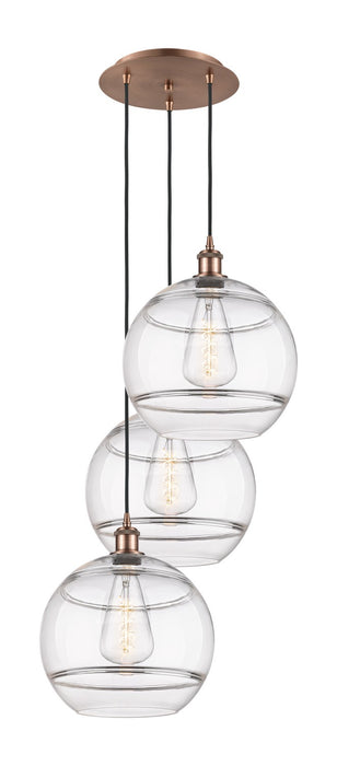 Innovations 113B-3P-AC-G556-12CL Three Light Pendant, Antique Copper