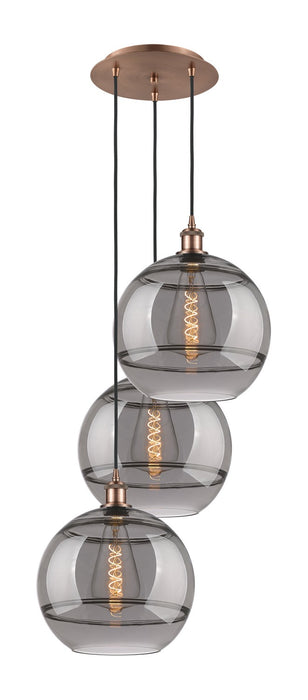 Innovations 113B-3P-AC-G556-12SM Three Light Pendant, Antique Copper