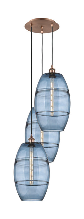 Innovations 113B-3P-AC-G557-10BL Three Light Pendant, Antique Copper