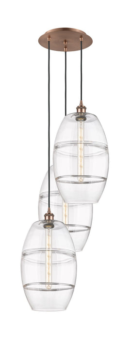 Innovations 113B-3P-AC-G557-10CL Three Light Pendant, Antique Copper