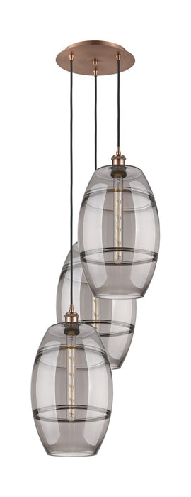 Innovations 113B-3P-AC-G557-10SM Three Light Pendant, Antique Copper