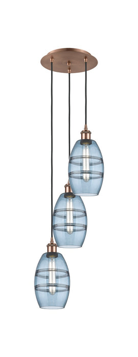 Innovations 113B-3P-AC-G557-6BL Three Light Pendant, Antique Copper