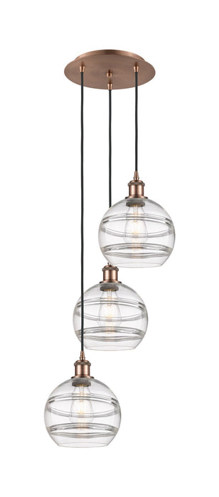 Innovations 113B-3P-AC-G556-8CL Three Light Pendant, Antique Copper
